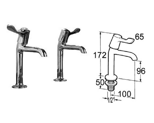 Mechline Performa 1/2-inch Sink Taps with 3-inch Levers - 1/22158QT